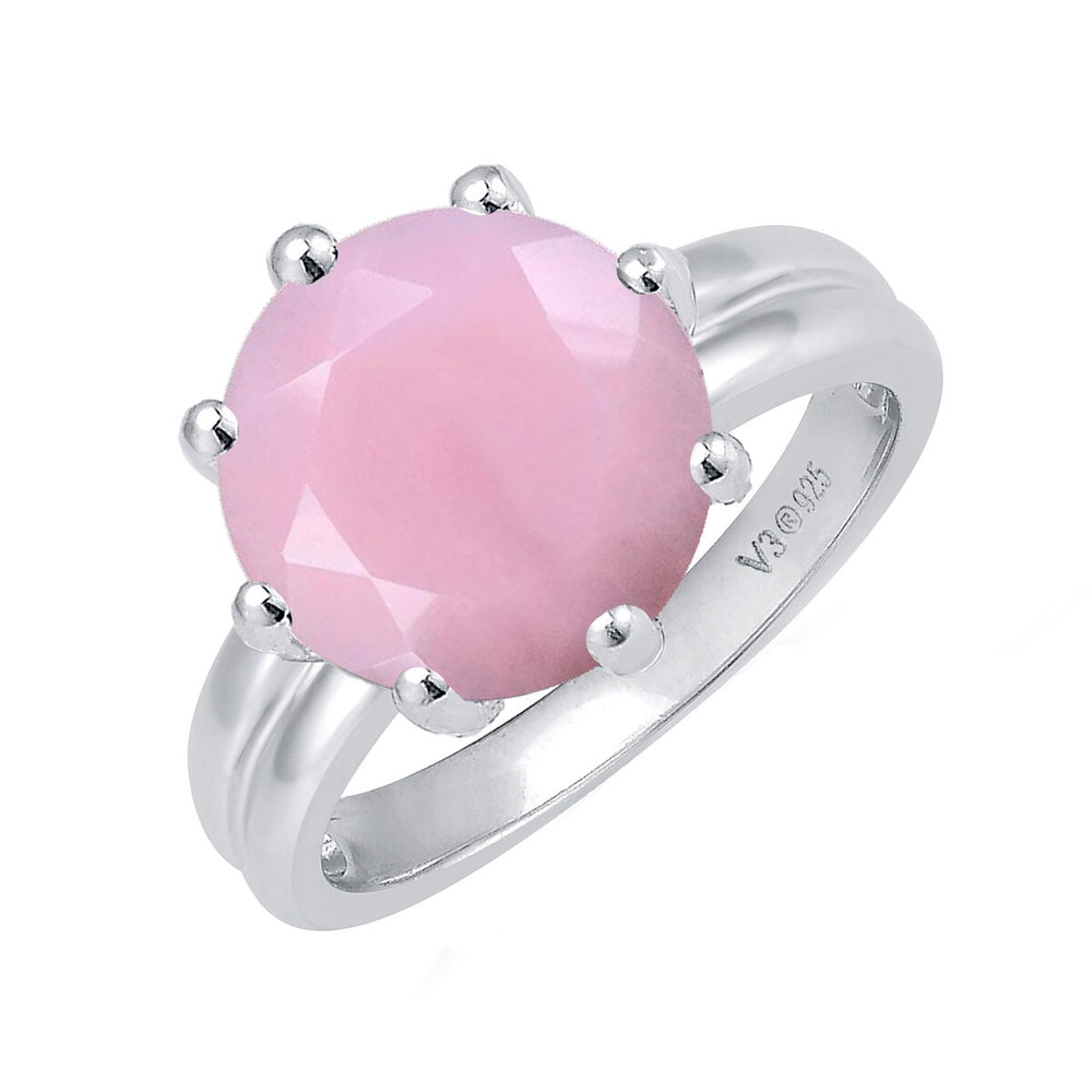 Pink Opal Sterling Silver Solitaire Ring