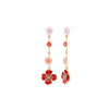 Pink Red Flower Drop Earrings