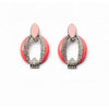 Pink Silvertone Crystal Open Circular Stud Earrings