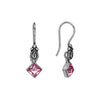 Pink Silvertone Geometric Drop Earrings