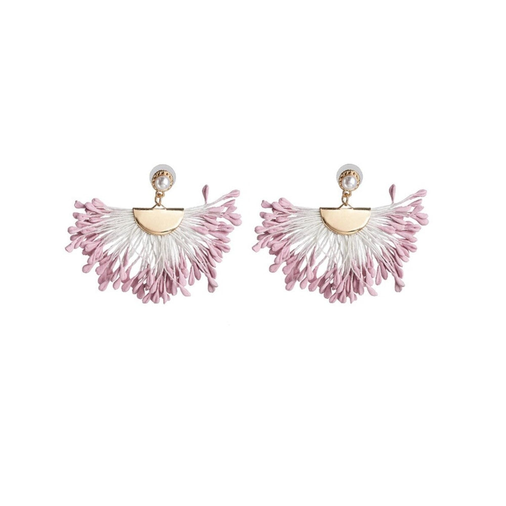 Pink Threaded Clustered Statement Earrings