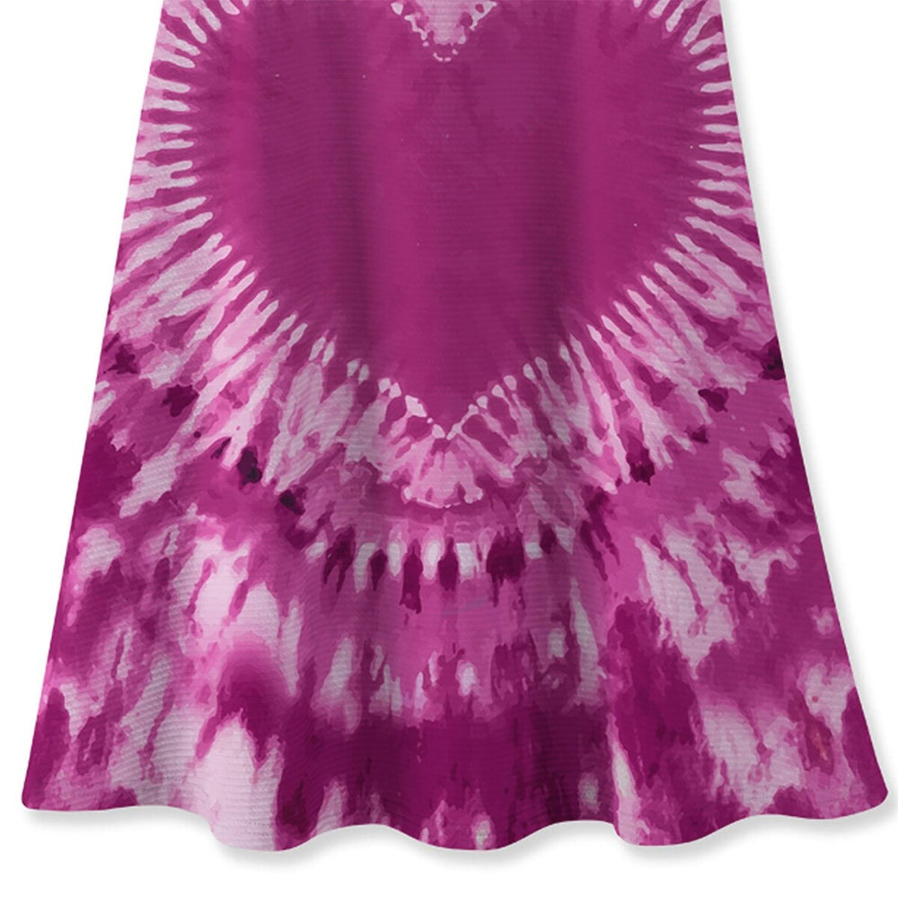 Pink Tie-Dye Heart Print Shift Dress