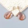 Pink Transparent Teardrop Drop Earrings