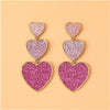 Pink Triple Heart Drop Earrings