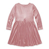 Pink Velvet Bow-Accent A-Line Dress