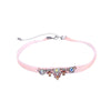 Pink Velvet Multi Colored Crystal Choker Necklace - White