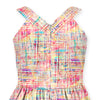 Pink Watercolor Abstract Print Bow-Belted Sleeveless Dress