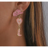 Pink Western Heart Drop Earrings