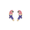 Pink & Blue Crystal Pave Parrot Stud Earrings