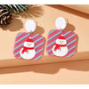 Pink & Blue Striped Snowman Earrings