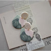 Pink & Sage Green Arched Floral Clay Earrings