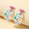 Pink, White Multi Colored Summertime Doodles Drop Earrings