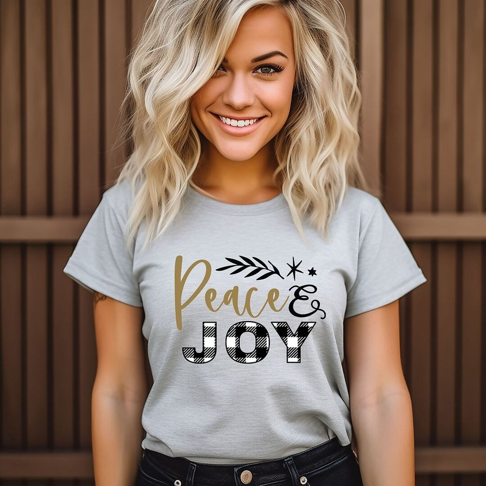 Plaid Peace And Joy Short Sleeve Crewnneck Tee