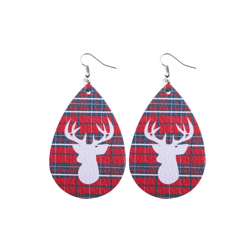 Plaid & Deer Teardrop Drop Earrings