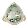 Prasiolite 18K Gold Plated Teardrop Solitaire Ring