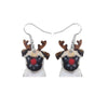 Pug Dog With Antlers Drop Earrings