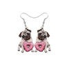 Pug With Pink Donut Drop Earrings