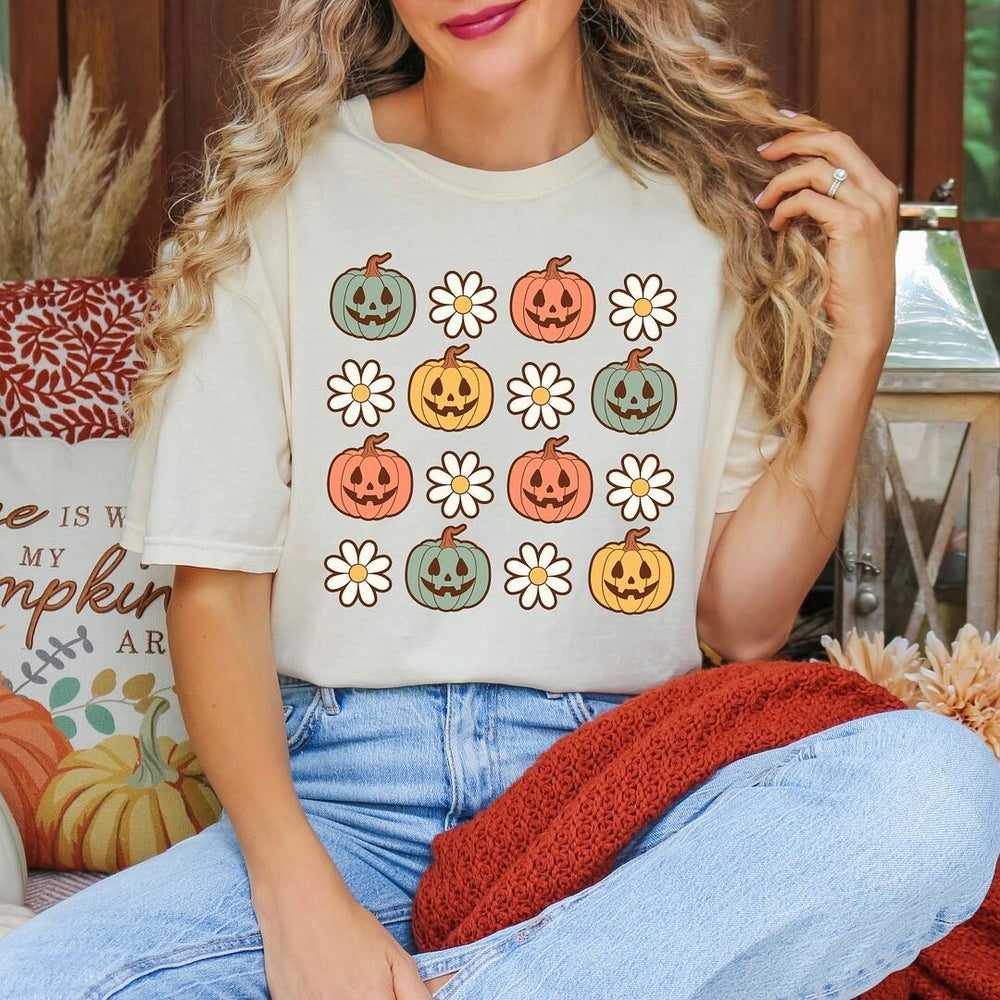 Pumpkin Daisies Garment Dyed Tee