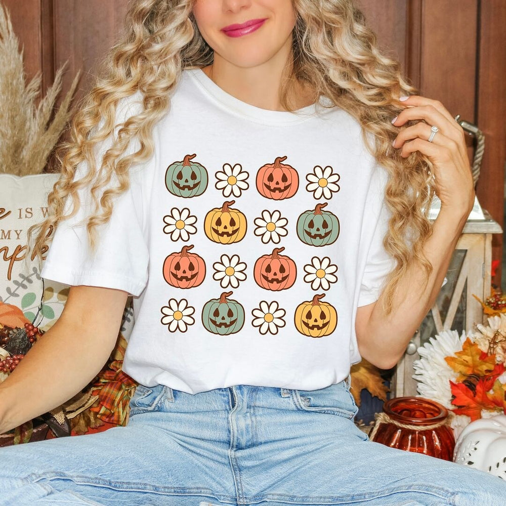 Pumpkin Daisies Garment Dyed Tee