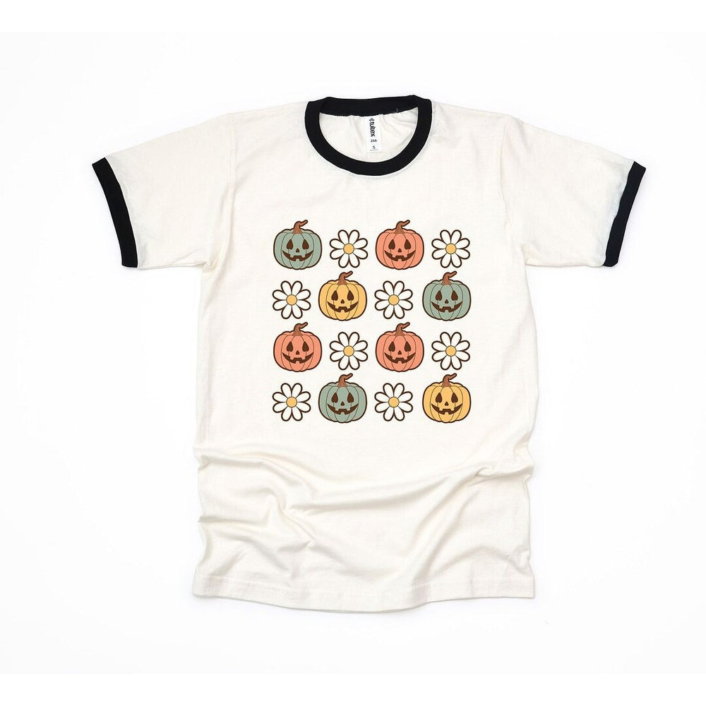 Pumpkin Daisies Ringer Tee