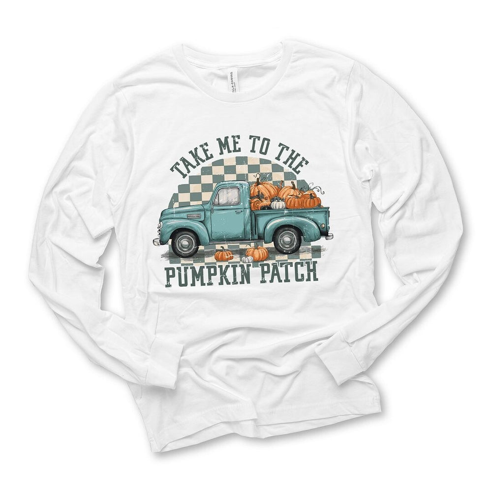 Pumpkin Patch Teal Truck Long Sleeve Tee