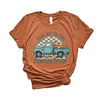 Pumpkin Patch Teal Truck Short Sleeve Crewnneck Tee