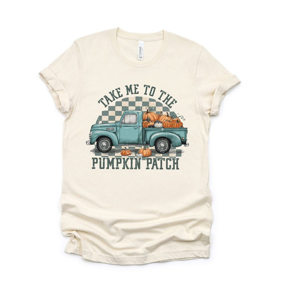 Pumpkin Patch Teal Truck Short Sleeve Crewnneck Tee