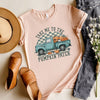 Pumpkin Patch Teal Truck Short Sleeve Crewnneck Tee