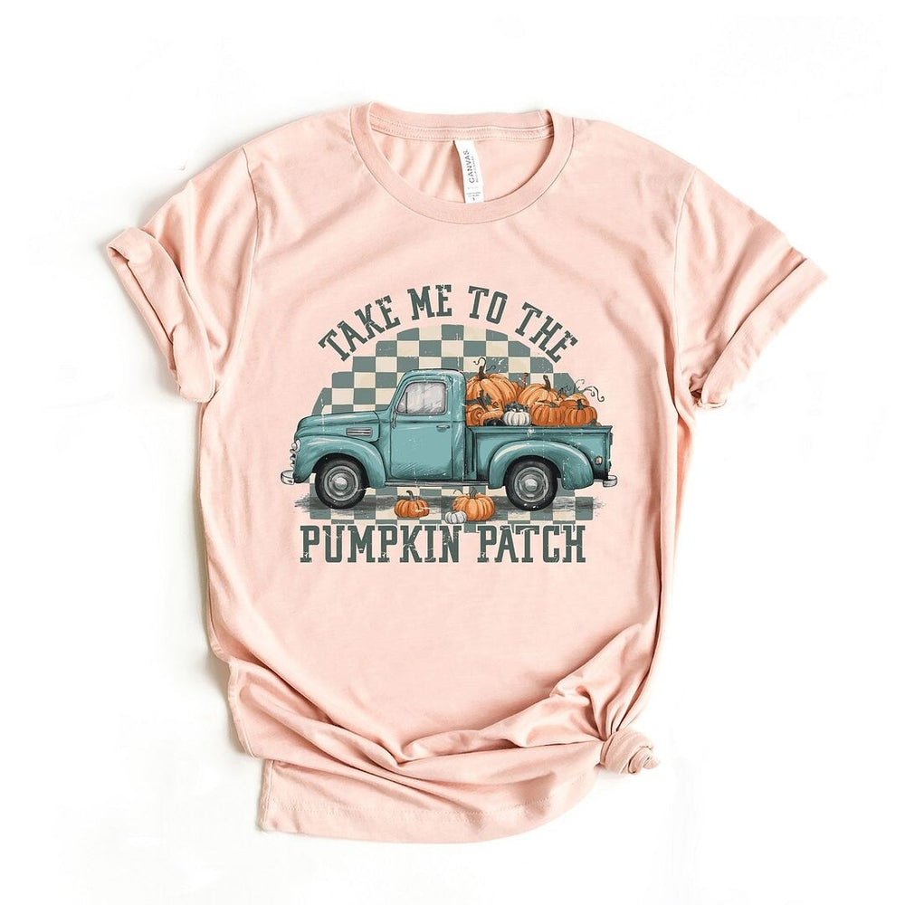 Pumpkin Patch Teal Truck Short Sleeve Crewnneck Tee