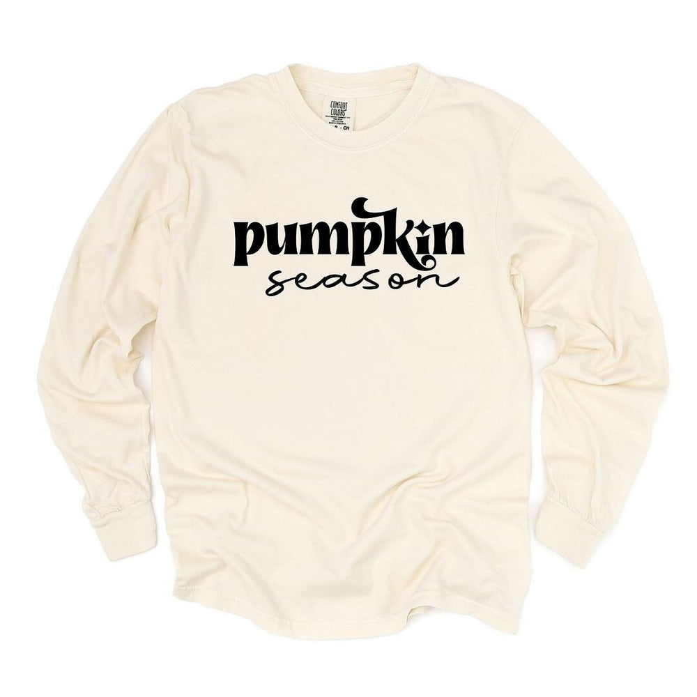 Pumpkin Season Cursive Garment Dyed Long Sleeve