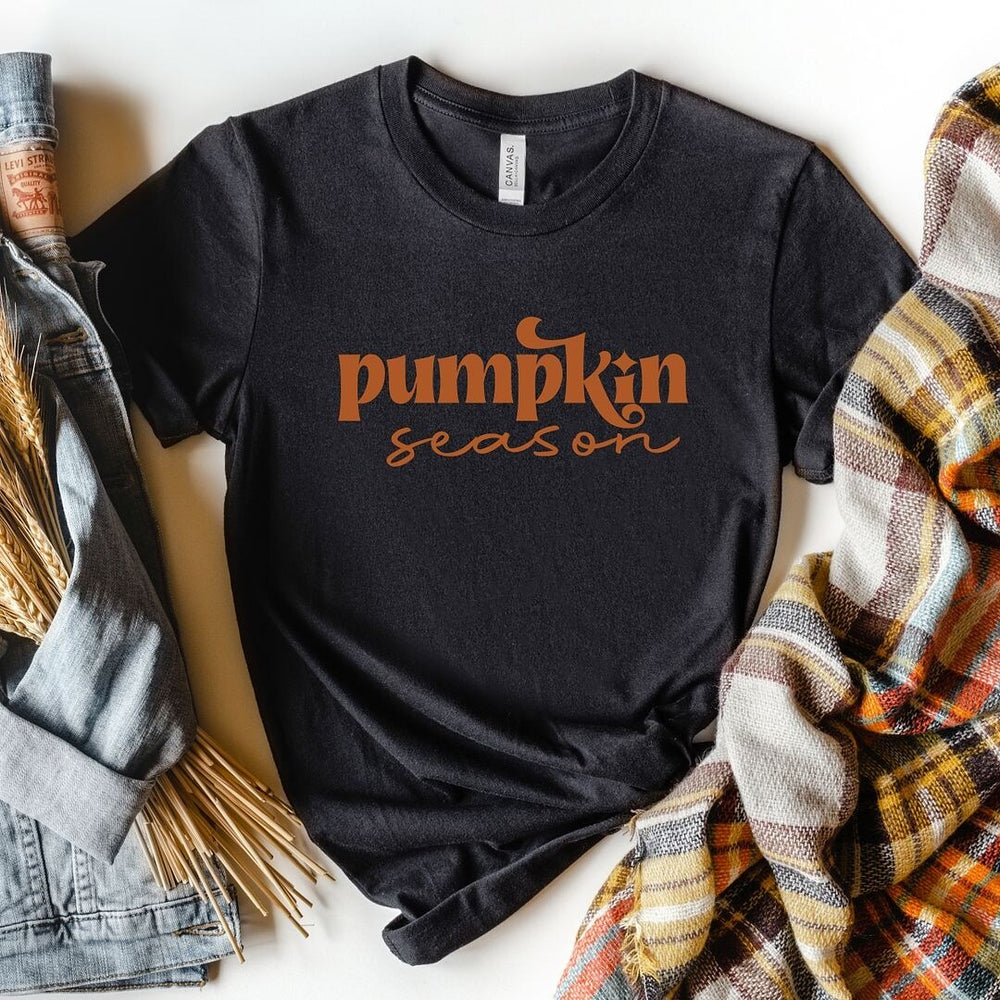 Pumpkin Season Cursive Short Sleeve Crewnneck Tee