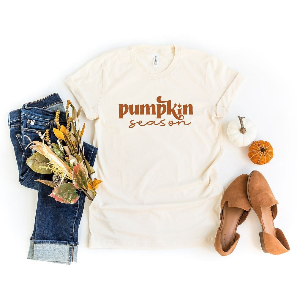 Pumpkin Season Cursive Short Sleeve Crewnneck Tee