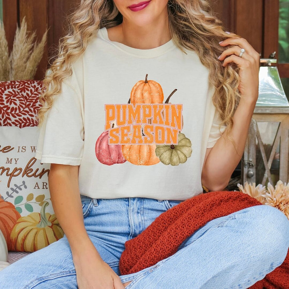 Pumpkin Season Distressed Garment Dyed Tee