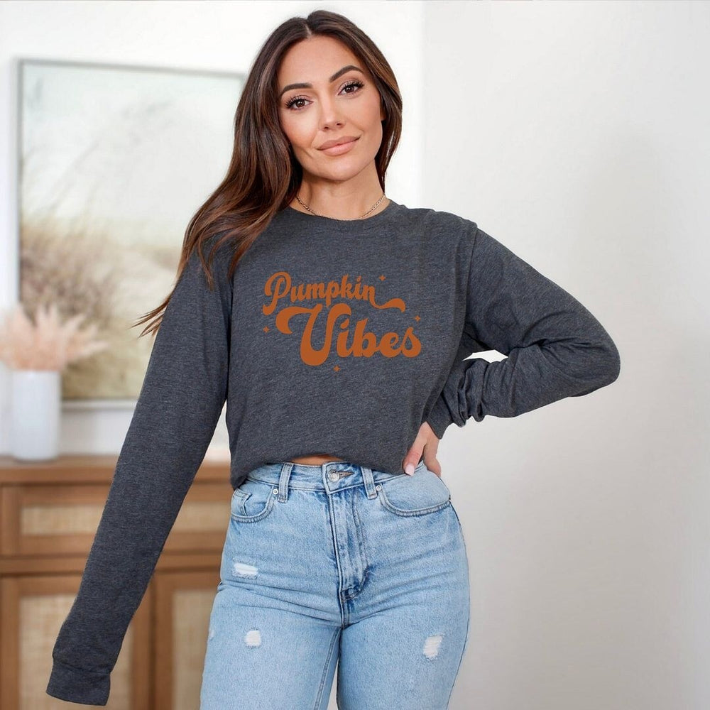 Pumpkin Vibes Stars Long Sleeve Tee