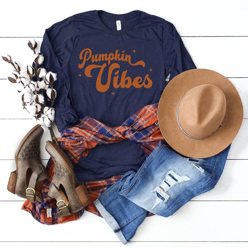 Pumpkin Vibes Stars Long Sleeve Tee