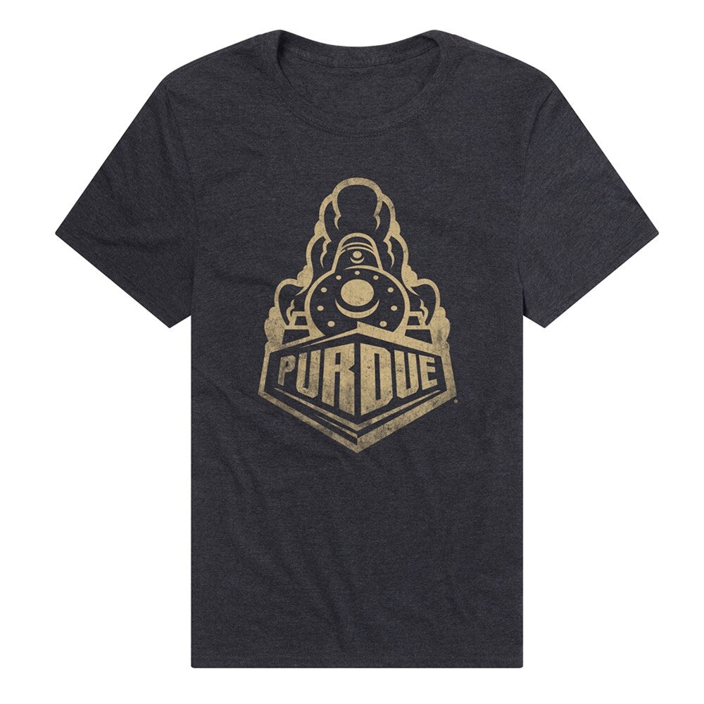 Purdue University Simple Distressed Logo Unisex Adult Heathered Premium T Shirt