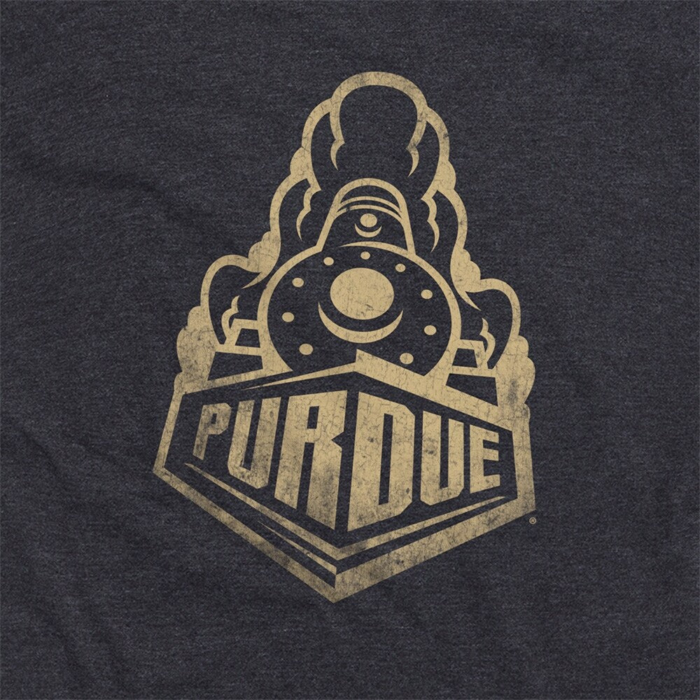 Purdue University Simple Distressed Logo Unisex Adult Heathered Premium T Shirt