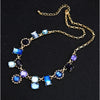 Purple Blue Crystal Necklace - White