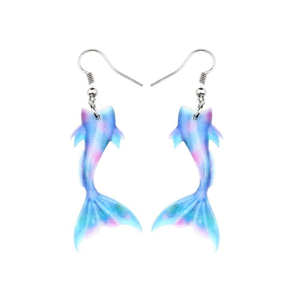 Purple Blue Mermaid Tail Drop Earrings