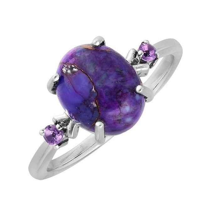 Purple Copper Turquoise Sterling Silver Promise Ring