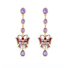 Purple Crystal Butterfly Drop Earrings