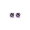 Purple Crystal Imitation Pearl Floral Stud Earrings