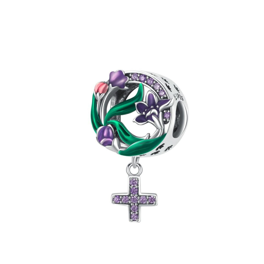 Purple Cubic Zirconia & Sterling Silver Circle Garden Charm