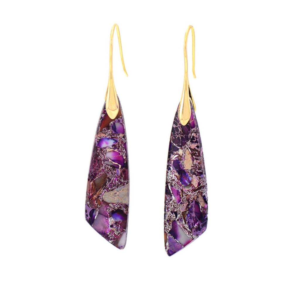 Purple Emperor Jasper Dangle Prism Earrings