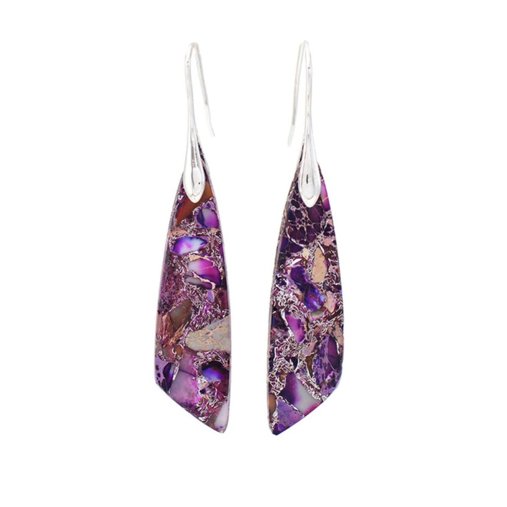 Purple Emperor Jasper Dangle Prism Earrings