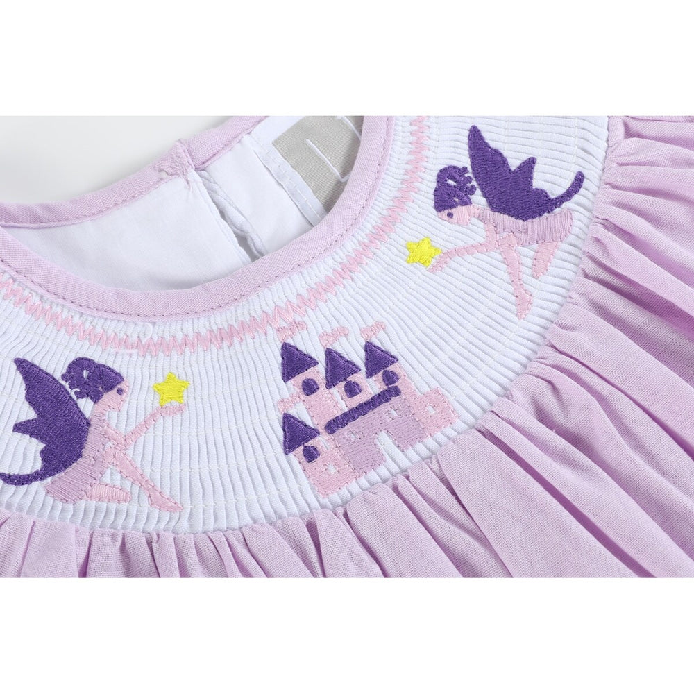 Purple Fairy Castle Smocked Bishop Dress