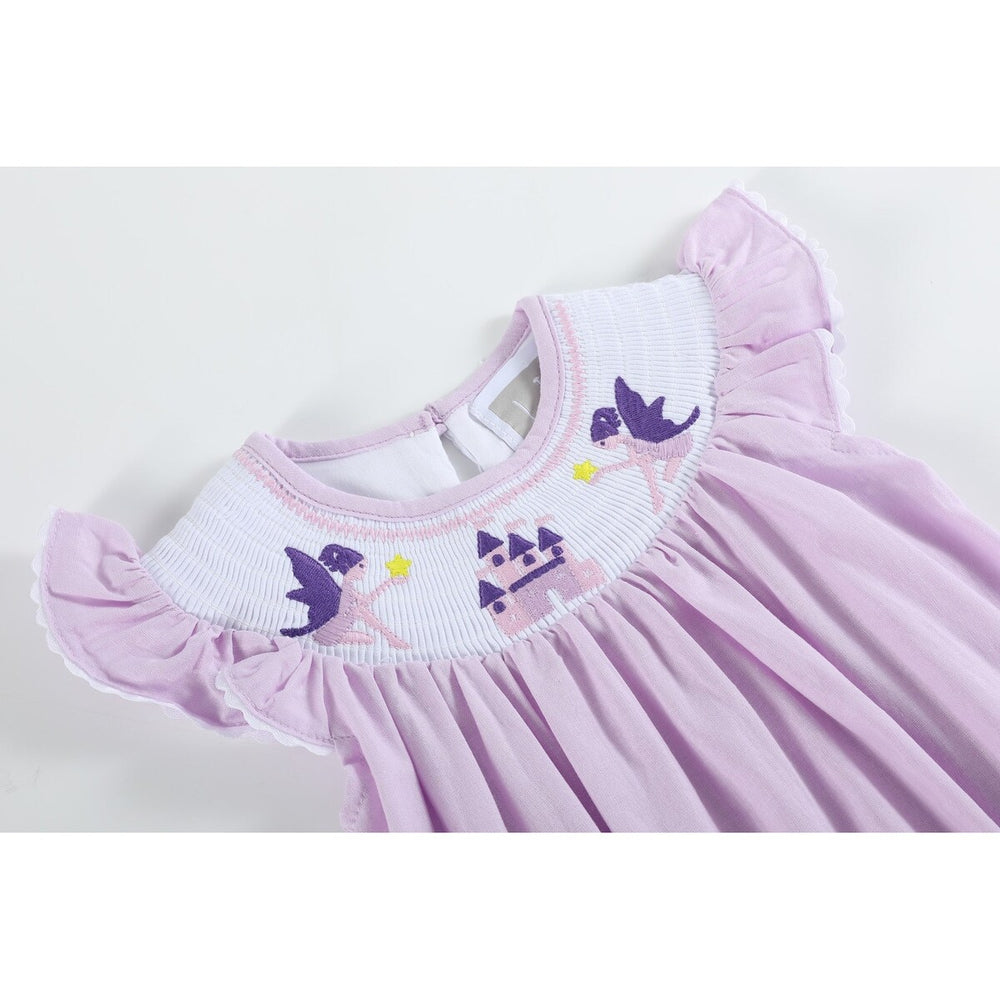 Purple Fairy Castle Smocked Flutter Romper