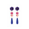 Purple Floral Multi Colored Crystal Drop Earrings