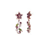 Purple Green Crystal Floral Bird Drop Earrings