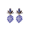 Purple Leaf Crystal Drop Earrings